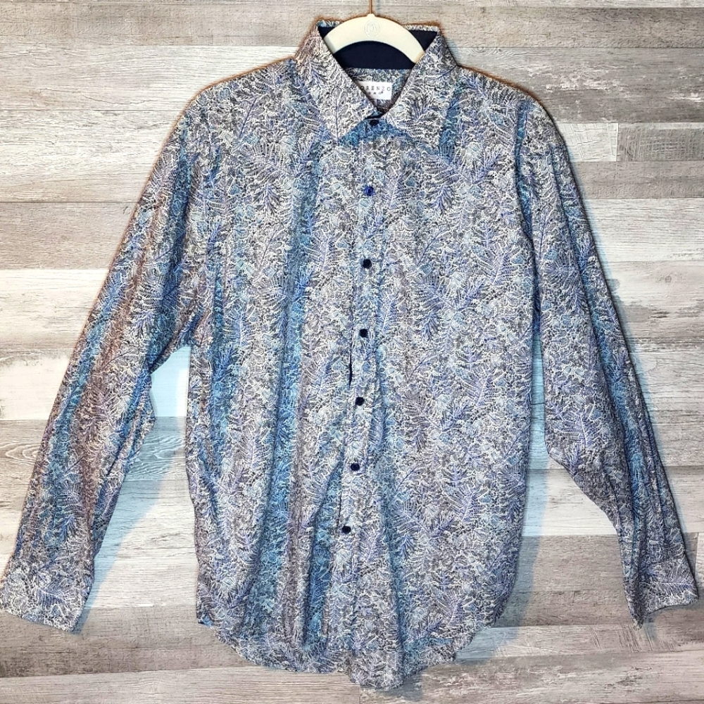Lorenzo Uomo floral Cotton Stretch Modern Fit Dress Shirt